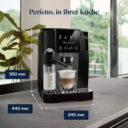 Magnifica Start ECAM222.60.BG-Perfetto Kaffeevollautomat mit LatteCrema-Milchaufschäumer,4 One-Touch-Getränke,Cappuccino Kaffeemaschine,Schwarz-Grau